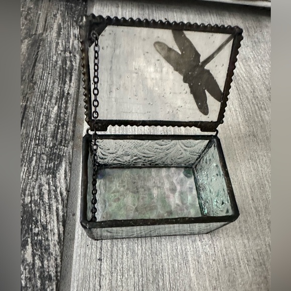 J Devlin Glass Dragonfly Art Glass Trinket Jewelry Box Fused Glass Rare - Picture 5 of 11